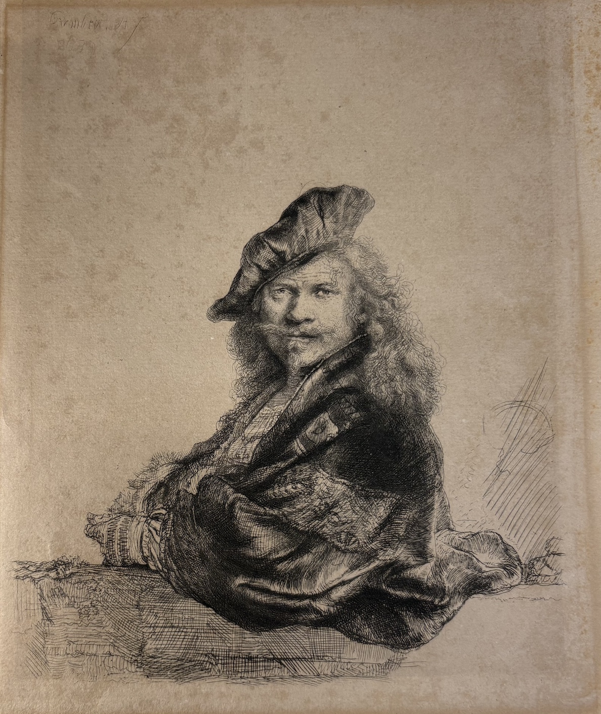 Rembrandt, Selbstbildnis mit aufgelegten arm, 1639
